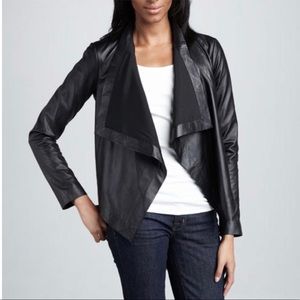 PJK Black Leather Drape Jacket